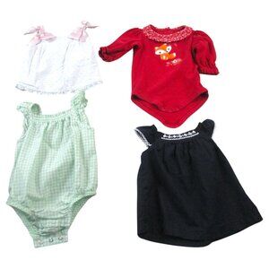 Baby Girl Clothes Lot 4pc Romper Dress Bodysuit Outfits Size 0-3M Mixed Colors
